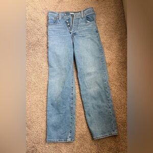 Levi’s Blue Denim Ribcage Straight Ankle High Waisted Jeans